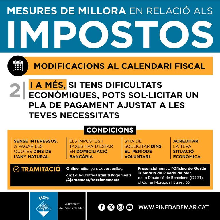 Informació fraccionament pagament tributs