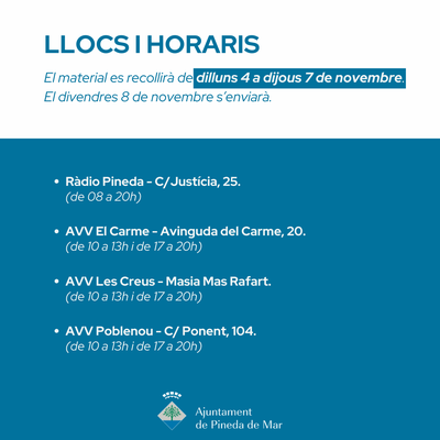 Llocs i horaris de recollida