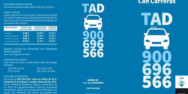 Novetats al servei de taxi a demanda (TAD) de Can Carreras