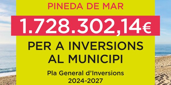 Pineda rebrà de la Diputació de Barcelona 1.728.302 euros per a inversions