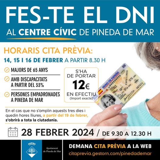 Fes-te el DNI al Centre Cívic de Pineda de Mar.